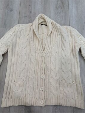 Brandy Melville Cream Cable Knit Shawl Collar Cardigan Sweater